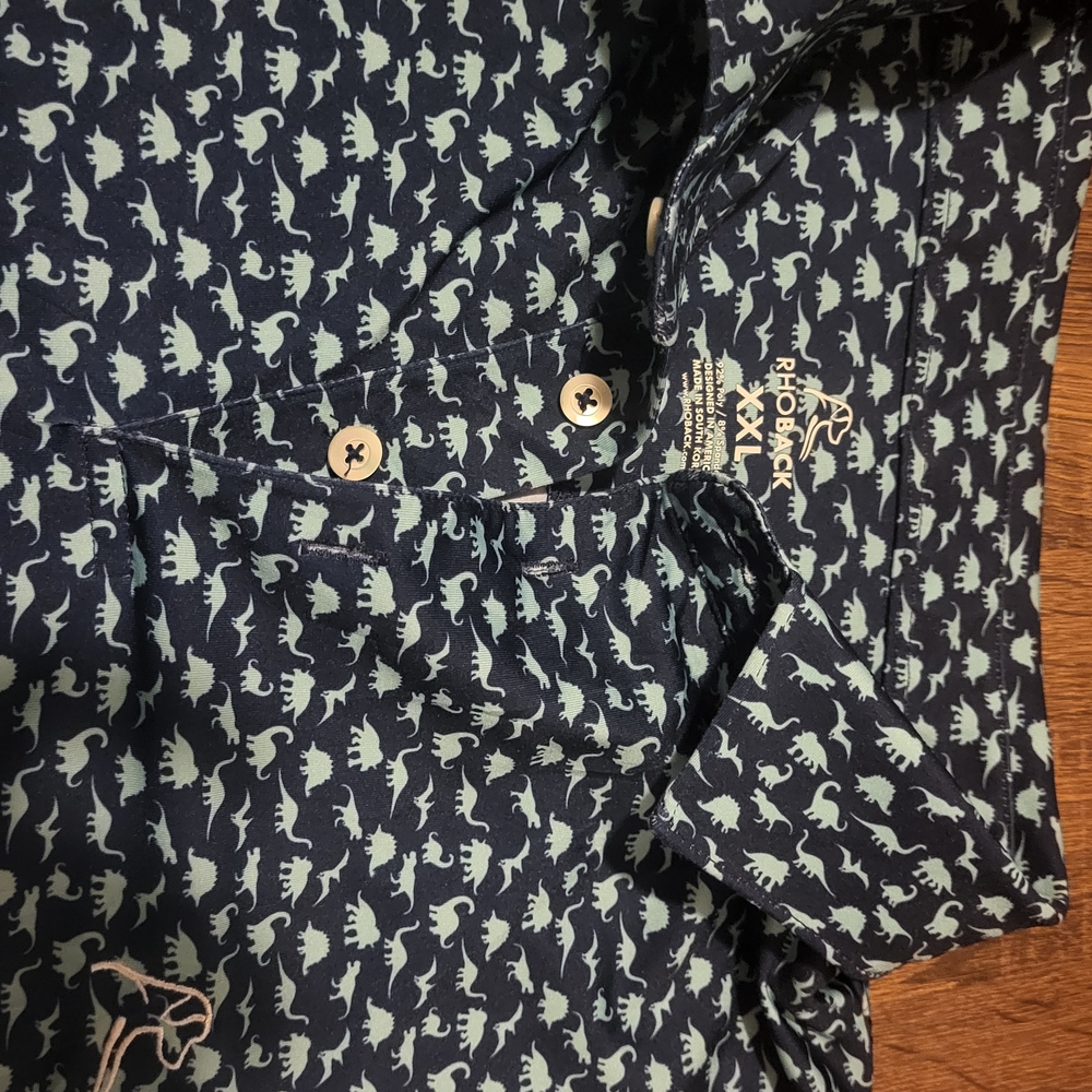 Rhoback Navy and Light Blue Dinosaur Polo